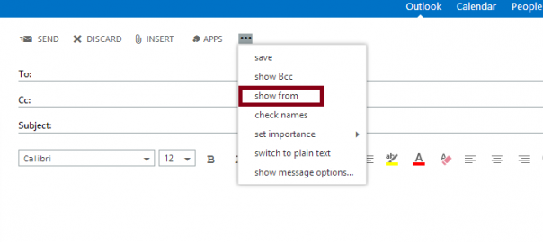How to change the From address in Office 365 web app